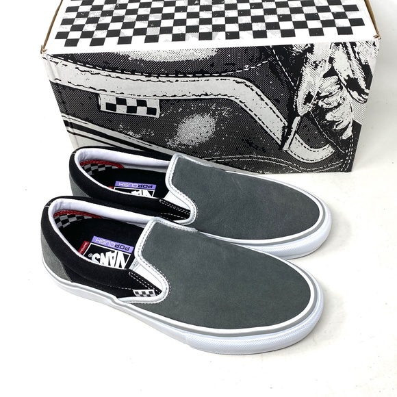 VANS Skate Slip On Shoes Suede Low Top Black Gray For Men Sneakers VN0A5FCAN42 - Picture 8 of 11